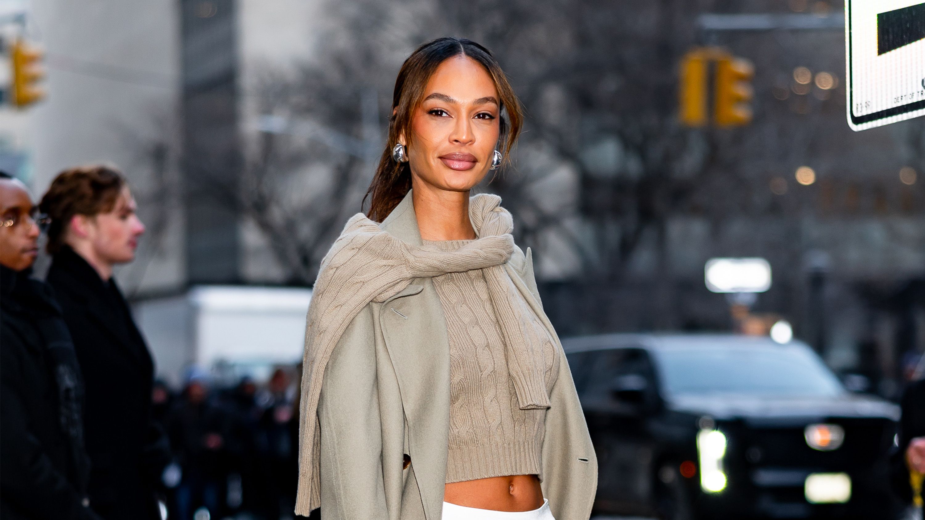 Joan Smalls Does Soft Neutral Dressing